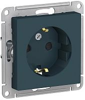 Розетка с заземлением без рамки Systeme Electric AtlasDesign 1-м. шторки изумруд картинка